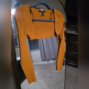 Forever 21 Ribbed Cropped Sweater Top in Mustard